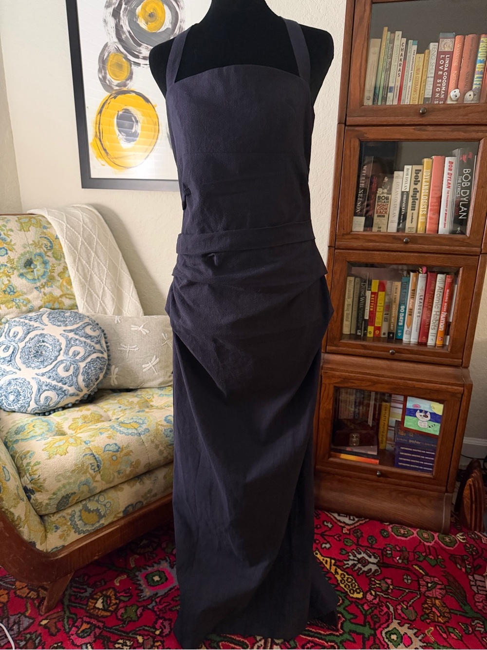 Lioness 1999 Navy Ruched Halter Maxi Dress M NWT